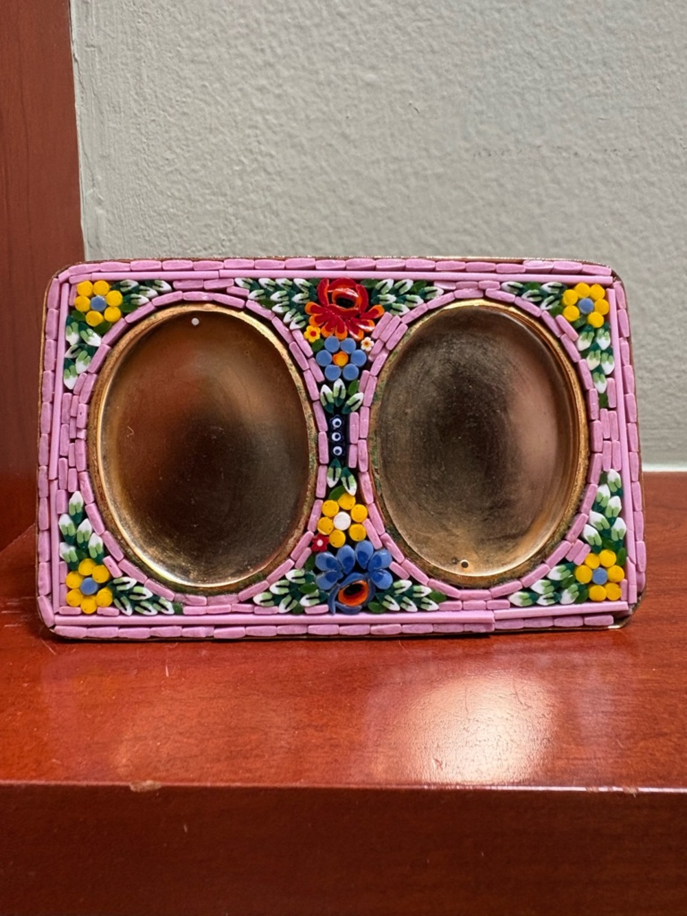 Vintage Micro Mosaic Double Oval Picture Frame